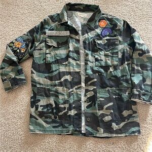Dance & Marvel Camouflage Jacket with Floral Accents